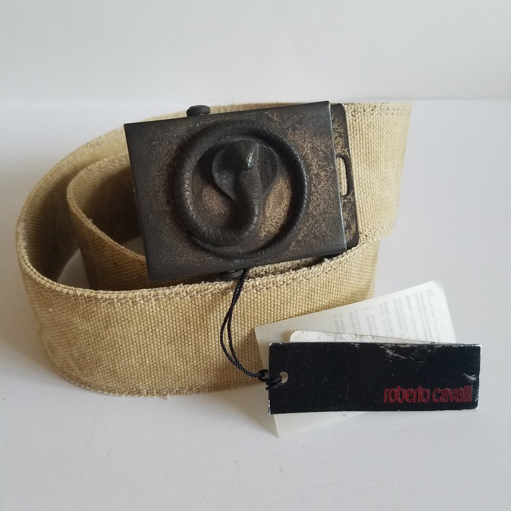 NWT Unisex Roberto Cavalli Italian Snake Belt 49" inch.